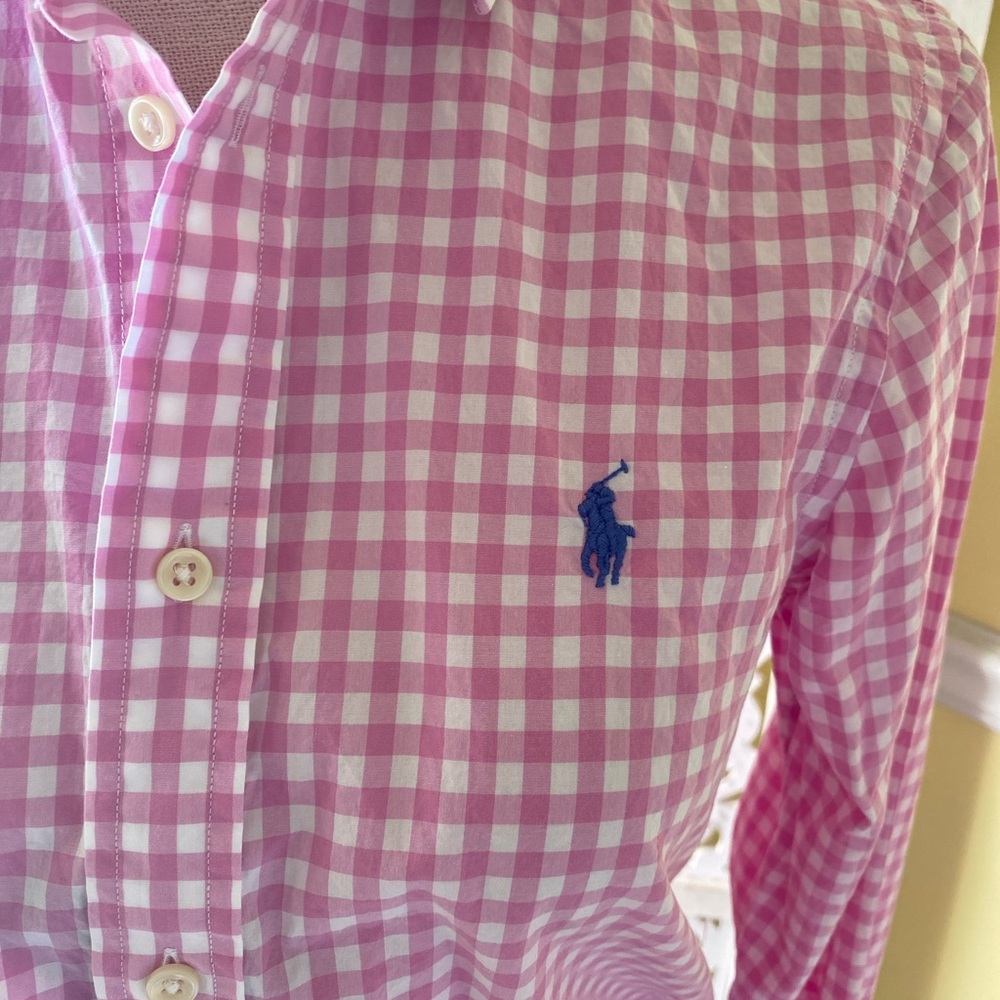 Ralph Lauren Pink Gingham Button Down Shirt - Picture 3 of 13